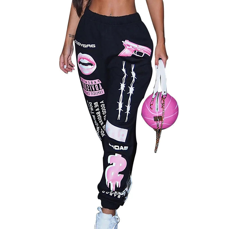 Women's Fashion Elastic Waist Printed Harem Pants - Casual Joggers & Sweatpants for Yoga, Lounge & Streetwear | Comfortable Workout & Leisure Pants