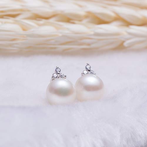 8-9mm Freshwater Pearl Earrings for Women, 925 Sterling Silver CZ Stud Earrings - VIKI LYNN | Elegant Gift for Anniversary, Wedding & Everyday Wear