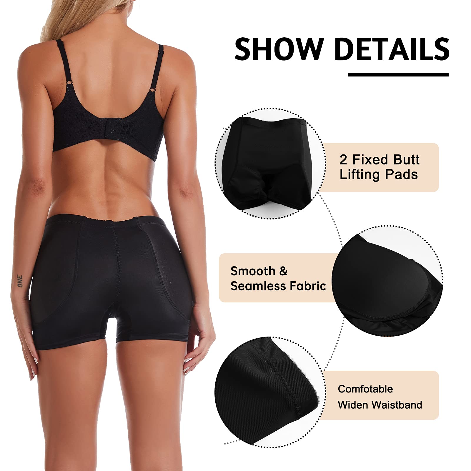FEOYA Women's Seamless Shapewear Panties with Removable Pads - Butt Lifter & Hip Enhancer Underwear Shaper Shorts for Tummy Control (XS-3XL) - Perfect for Body Shaping, Special Occasions & Everyday Wear