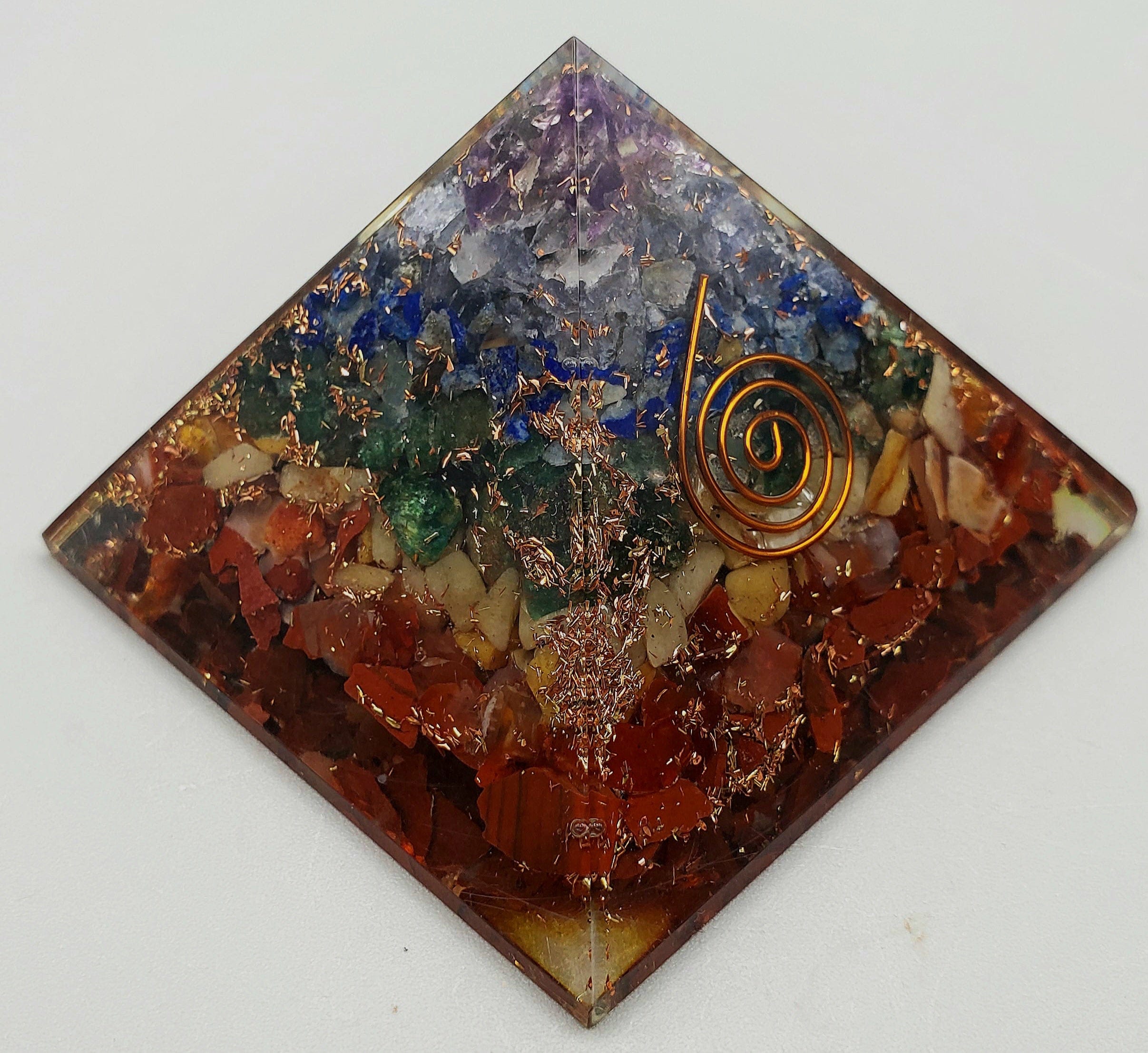 Natural Chakra Stone Orgonite Pyramid for Energy Healing, Meditation & Home Decor – Enhance Spiritual Balance & Positive Vibes