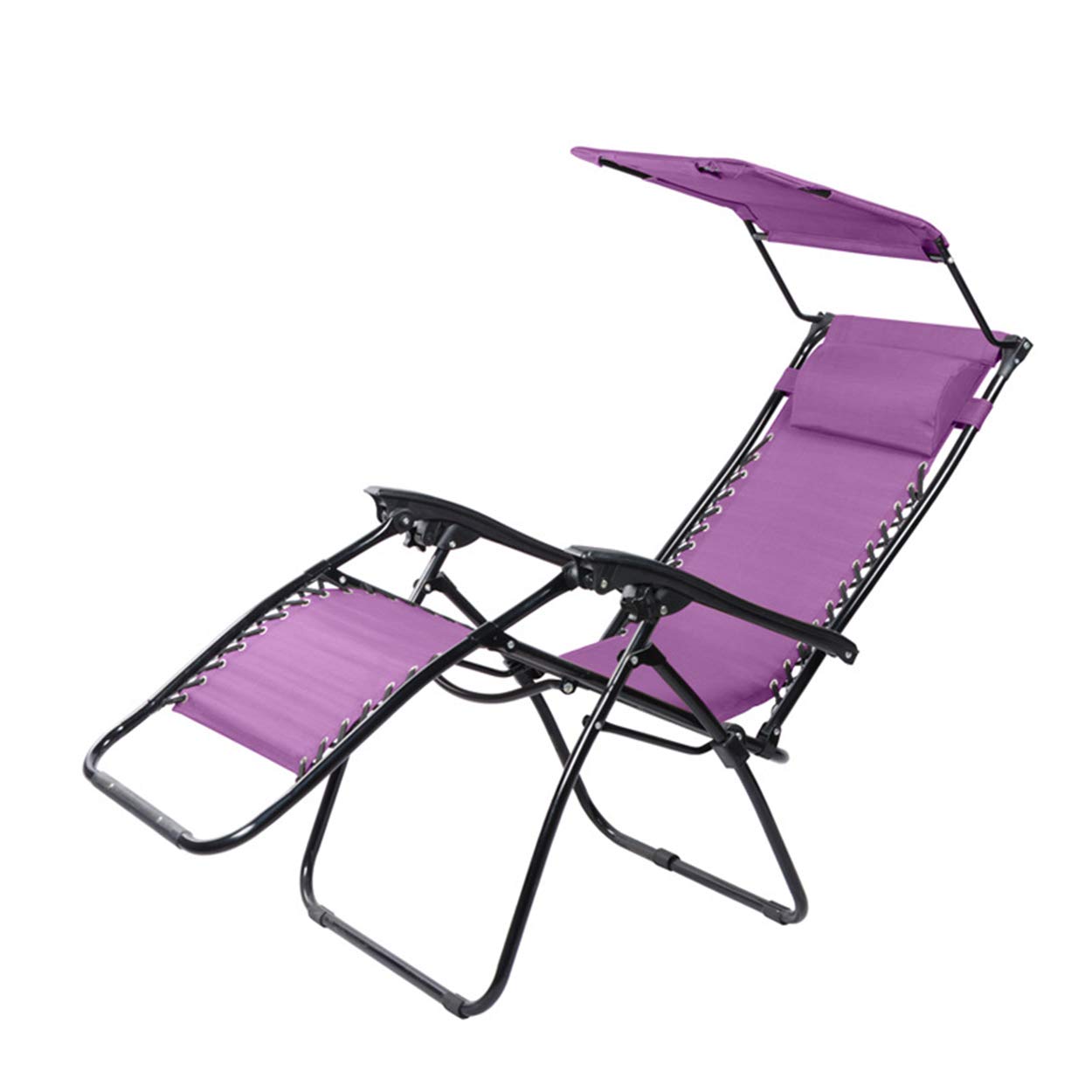 Huhulala Heavy Duty Folding Recliner Chair with Adjustable Shade Canopy - 330lbs Capacity Zero Gravity Lounge Chair for Outdoor, Beach, Pool & Patio - Perfect for Relaxation, Sunbathing & Backyard Lounging (Purple)