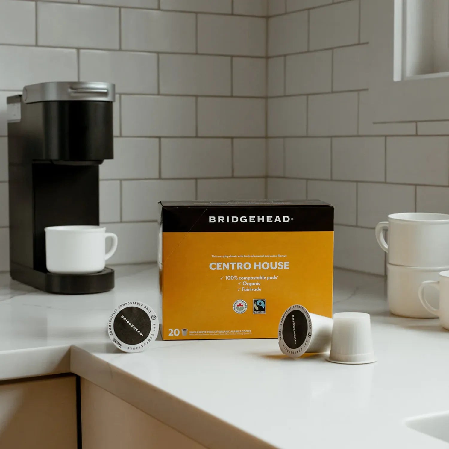 Bridgehead Coffee Centro House Single Serve Coffee Pods, 20 Count - Compatible with Keurig K-Cup Brewers - Perfect for Home, Office & Breakfast