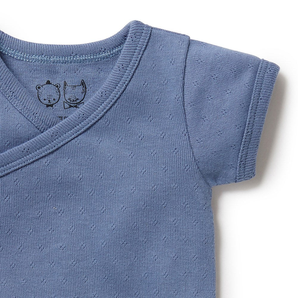 Organic Pointelle Kimono Bodysuit for Women - Soft Breathable Loungewear & Sleepwear - Perfect for Yoga, Spa Days and Relaxing at Home