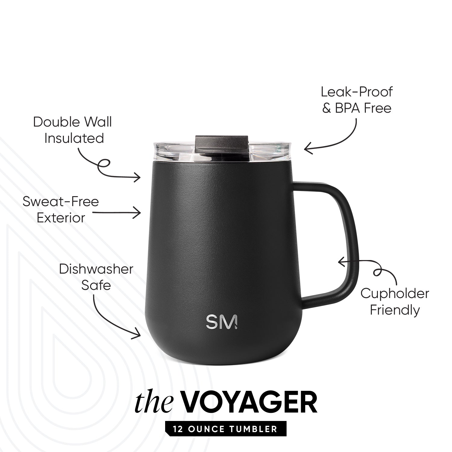 Premium 12 oz Voyager Coffee Mug with Handle - Insulated Travel Mug for Hot & Cold Drinks - Perfect for Office, Commute, Camping & Outdoor Adventures