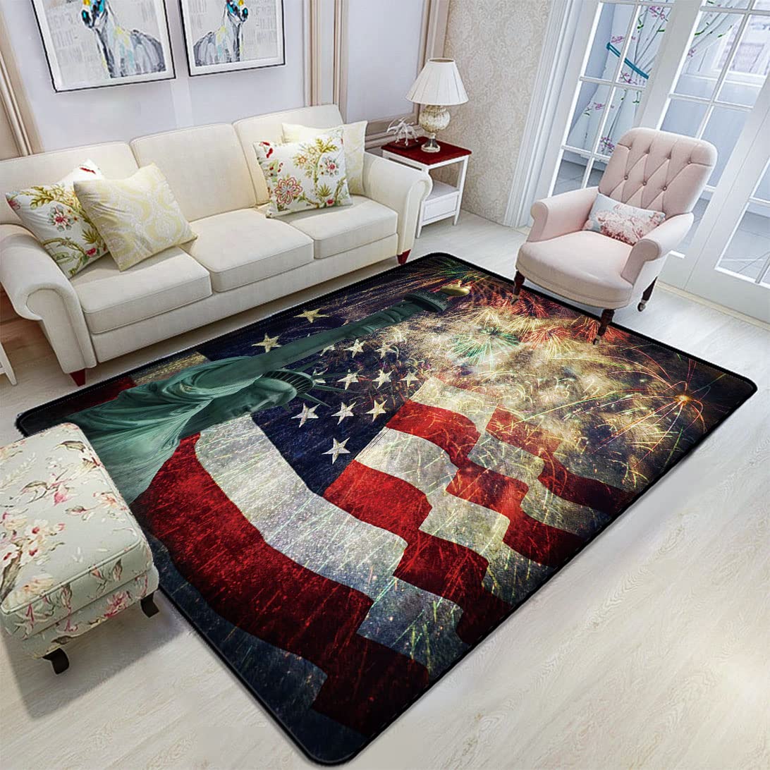 Soft Fluffy Area Rug for Kids Room, Nursery, Dorm & Living Room - 5'x6' Non-Slip Cute Cityscape Design with Fireworks Pattern - Perfect for Boys, Girls, Babies & College Students - Home Decor, Apartment Essentials & Cozy Floor Mat for Playtime, Study & Relaxation