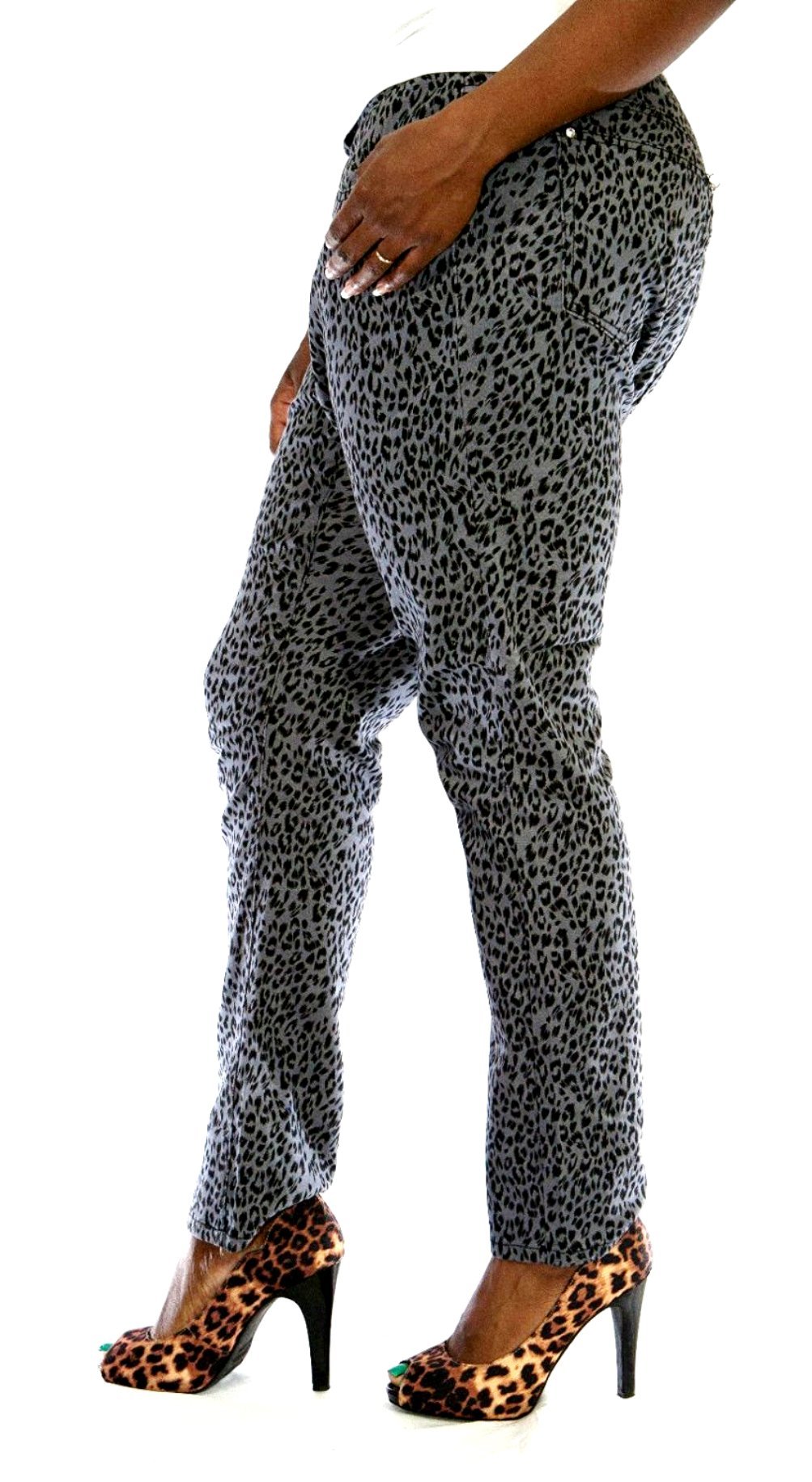 Women's Plus Size Leopard Cheetah Animal Print Stretch Twill Skinny Jeans - Comfortable & Stylish Pants for Casual Wear, Work & Night Out