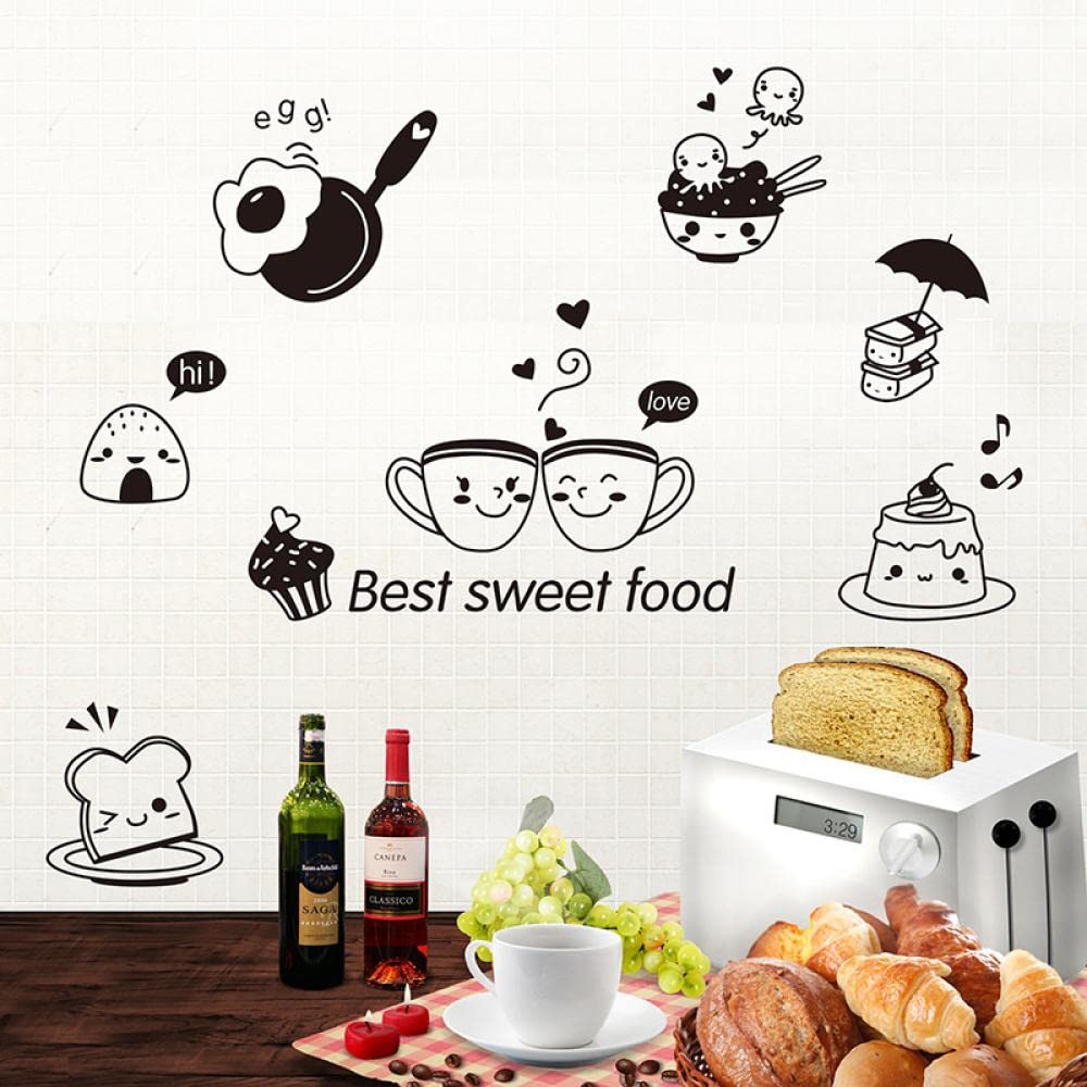 Removable Wall Stickers for Kids & Baby Room Decor - Western Food, Kitchen, Restaurant, Refrigerator & Coffee Themed - Perfect for Nursery, Cafe, and Home Decoration