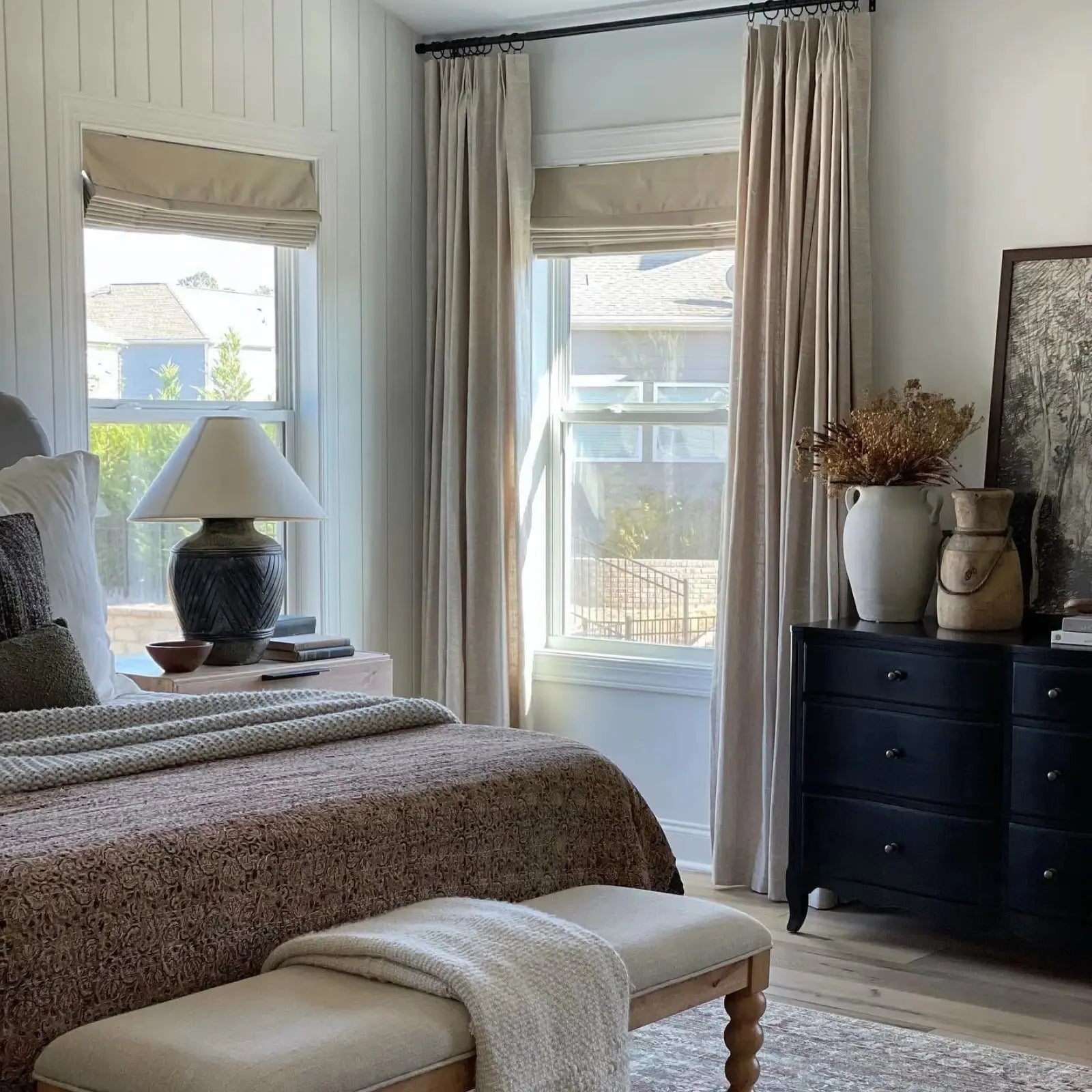 Luxury Linen Cotton Pleated Curtains - Blackout Drapes for Living Room & Bedroom - Elegant Home Decor Window Treatments