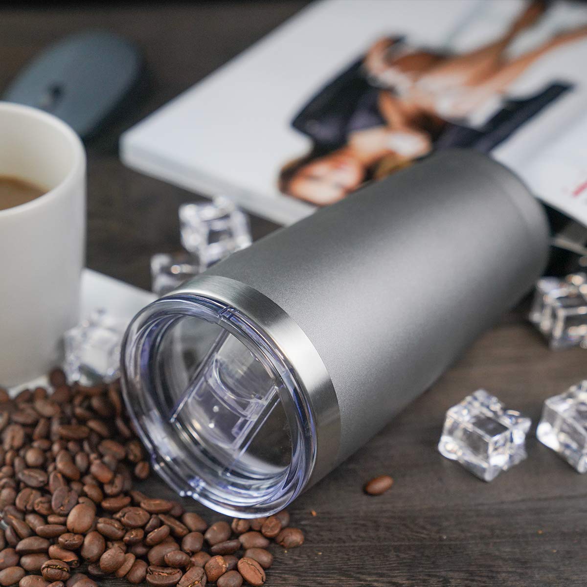12 Pack 20oz Stainless Steel Vacuum Insulated Tumbler - Double Wall Travel Mug with Lid, Leakproof Coffee Cup for Hot & Cold Drinks, Perfect for Home, Office, Gym, Camping & Outdoor Activities (Grey)