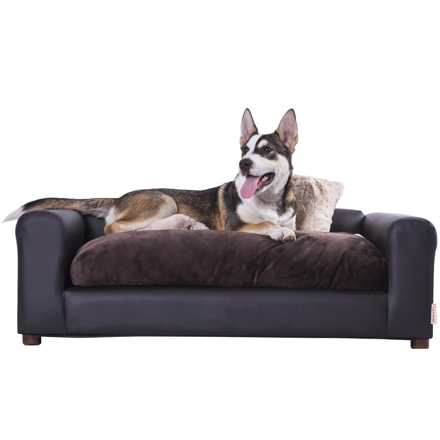 Premium Leatherette Pet Sofa for Medium/Large Dogs - Waterproof & Scratch-Resistant Pet Furniture - Espresso Brown Luxury Dog Bed for Living Room, Bedroom & Office