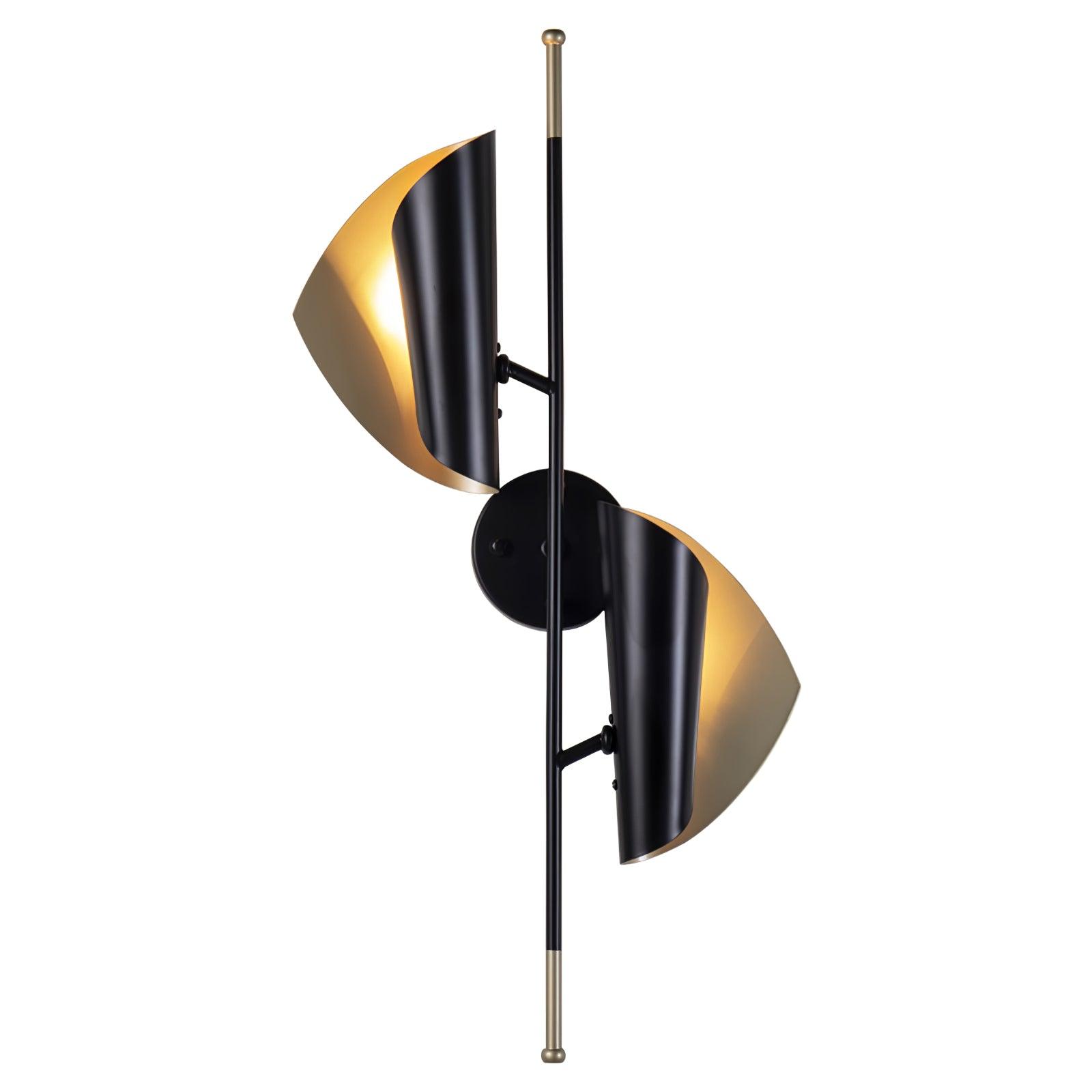 Cigale Double Sconce Wall Light - Modern Brass Wall Sconce with Glass Shades for Bedroom, Living Room & Hallway Lighting Decor