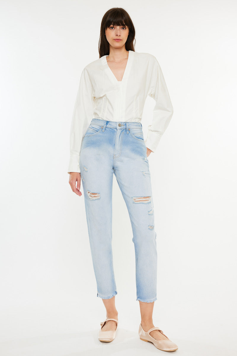 Bliss High Rise Mom Jeans for Women - Vintage Stretch Denim Pants | Comfortable & Flattering Fit for Casual Wear, Outfits & Everyday Style