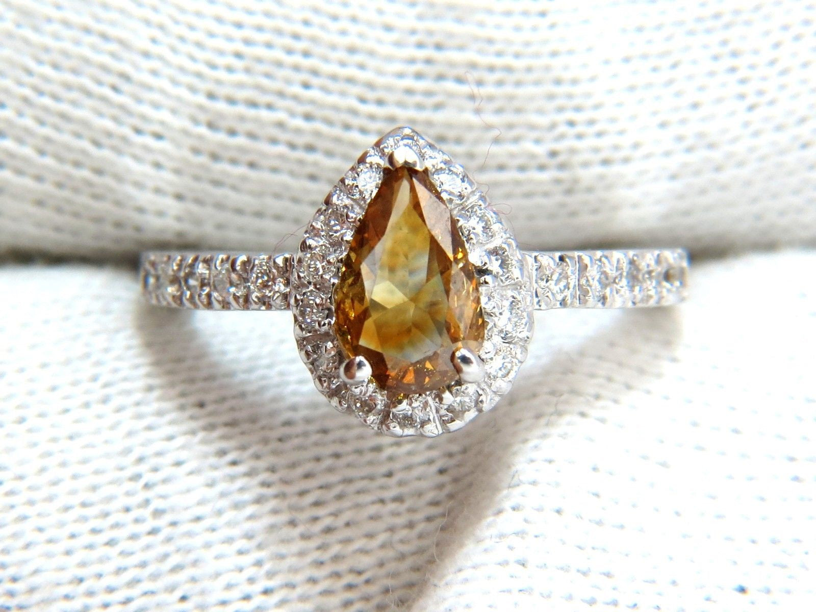 1.60ct Natural Fancy Yellow Brown Diamond Halo Ring in 14K Gold - Elegant Engagement, Wedding & Anniversary Jewelry Gift