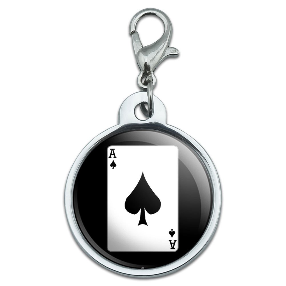 Chrome Plated Metal Pet ID Tag for Dogs & Cats - Ace of Spades Playing Cards Design - Perfect for Pet Identification, Poker Night & Casino Themed Parties
