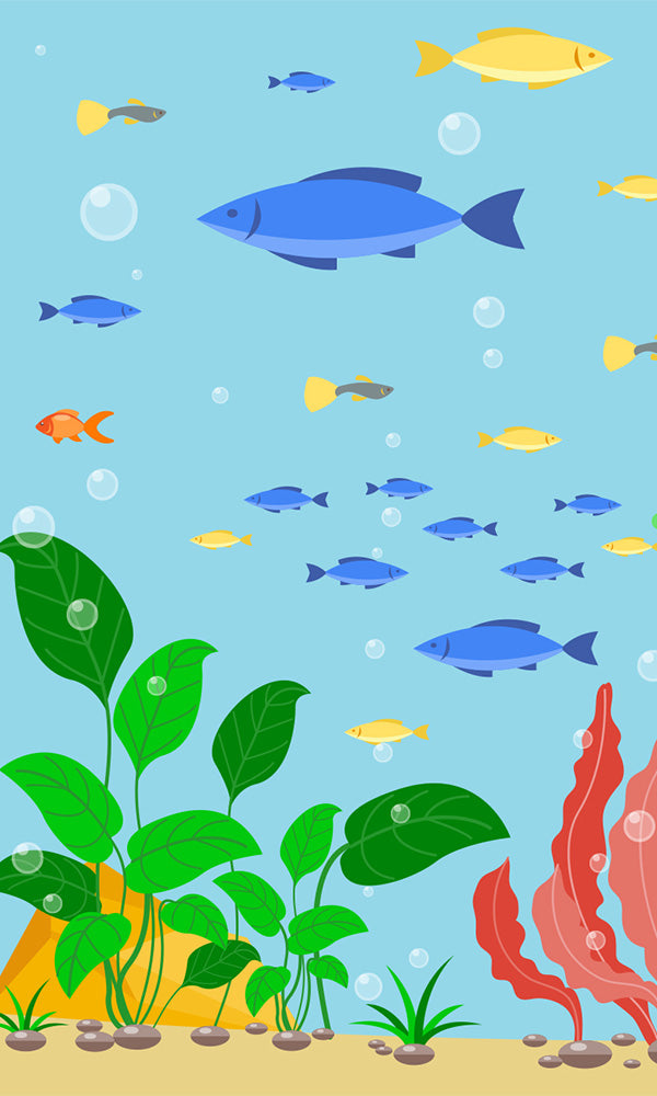 Blue School of Fish Mural Wall Art M9907 - Stunning Ocean-Themed Decoration for Kids' Rooms, Classrooms & Aquariums