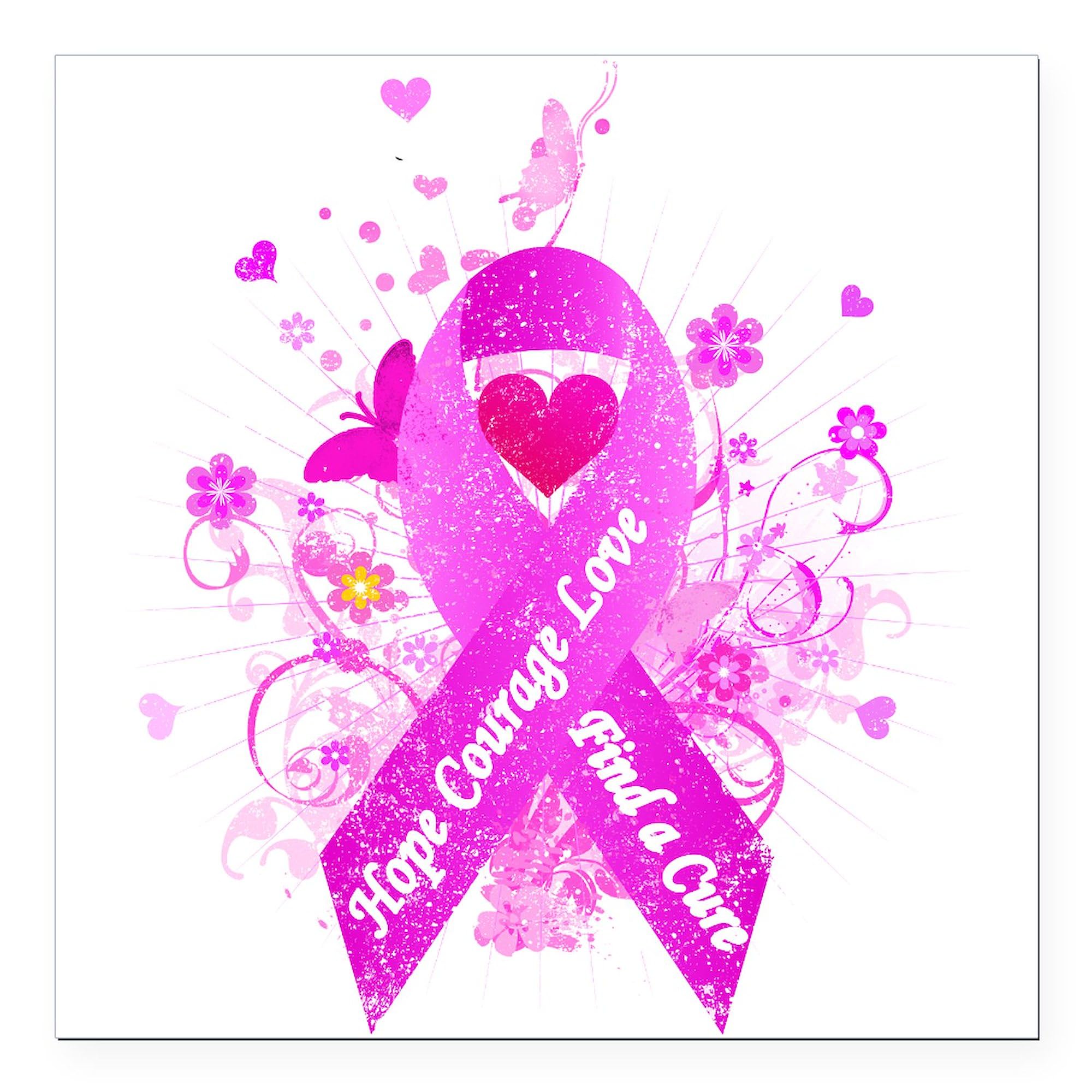 Pink Ribbon Vintage Square Car Magnet 3x3 Inch - Breast Cancer Awareness Magnetic Bumper Sticker for Cars, Trucks & Vehicles - Show Support with Durable Vinyl Decal | Perfect for Fundraisers, Charity Events & Personal Expression