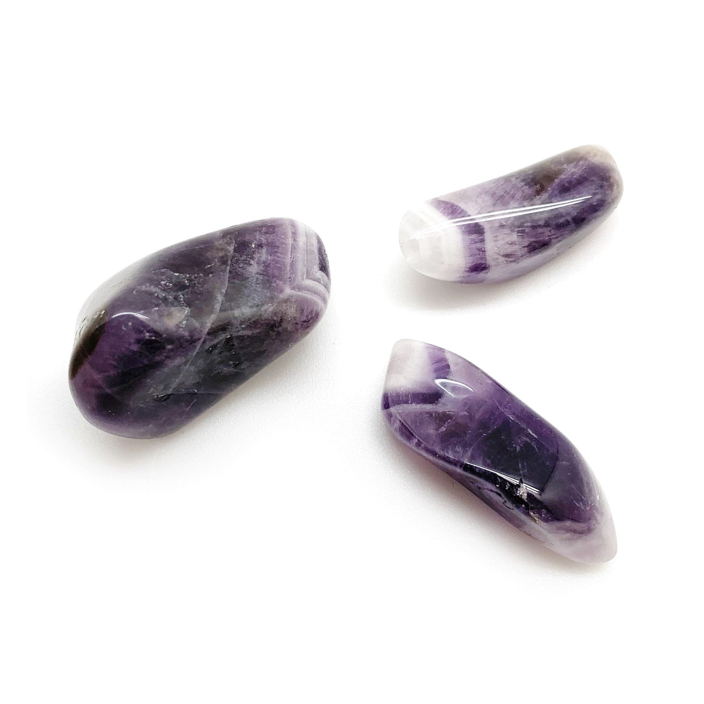 Chevron Amethyst Tumbled Pocket Stone - Natural Healing Crystal for Meditation, Stress Relief & Positive Energy - Perfect for Home Decor, Yoga, Reiki & Spiritual Practices