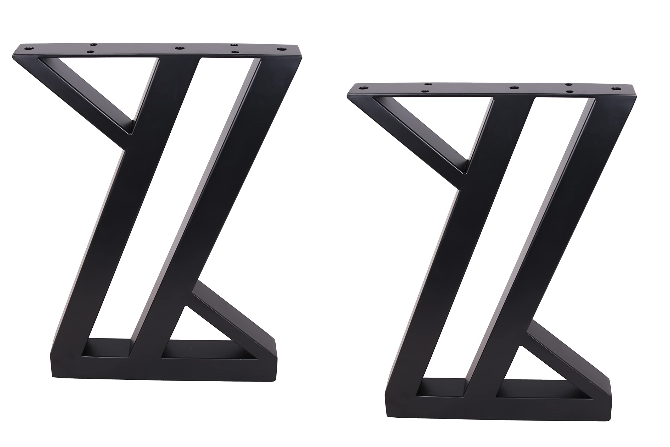 2X 18 Inch Heavy Duty Z-Shaped Steel Table Legs - Black Industrial Bench Legs for Dining Tables, Coffee Tables, Computer Desks & Kitchen Furniture - Perfect for Modern Farmhouse, Industrial & Rustic Decor Styles