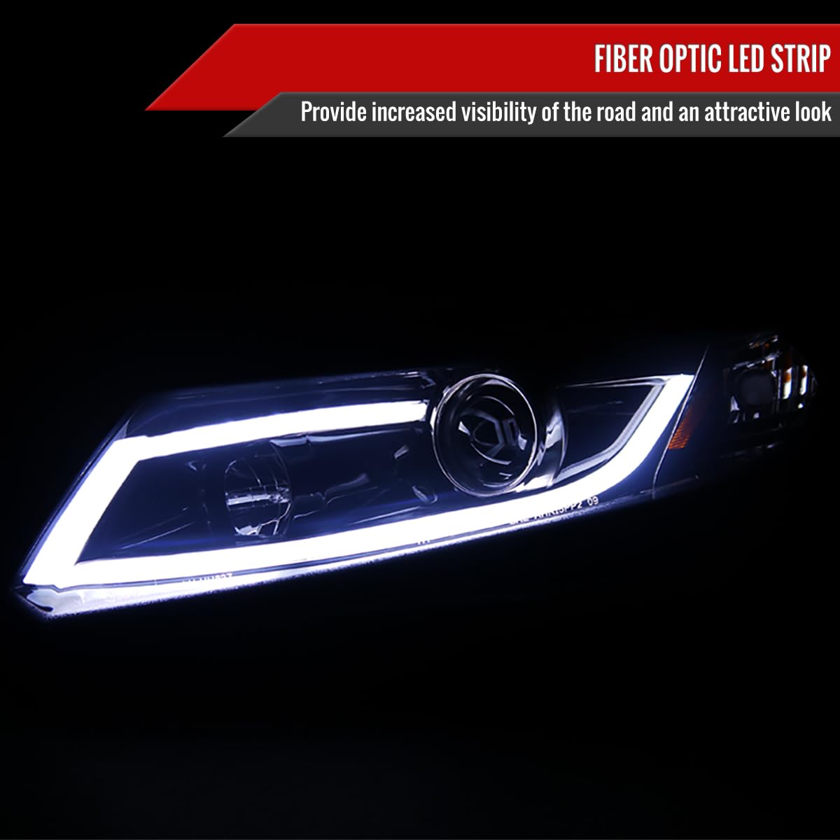 Glossy Black Smoke Projector Headlights with LED Bar for 2012-2015 Honda Civic - Upgrade Your Night Driving & Style (Perfect for Street Racing, Car Shows, and Night Commutes)