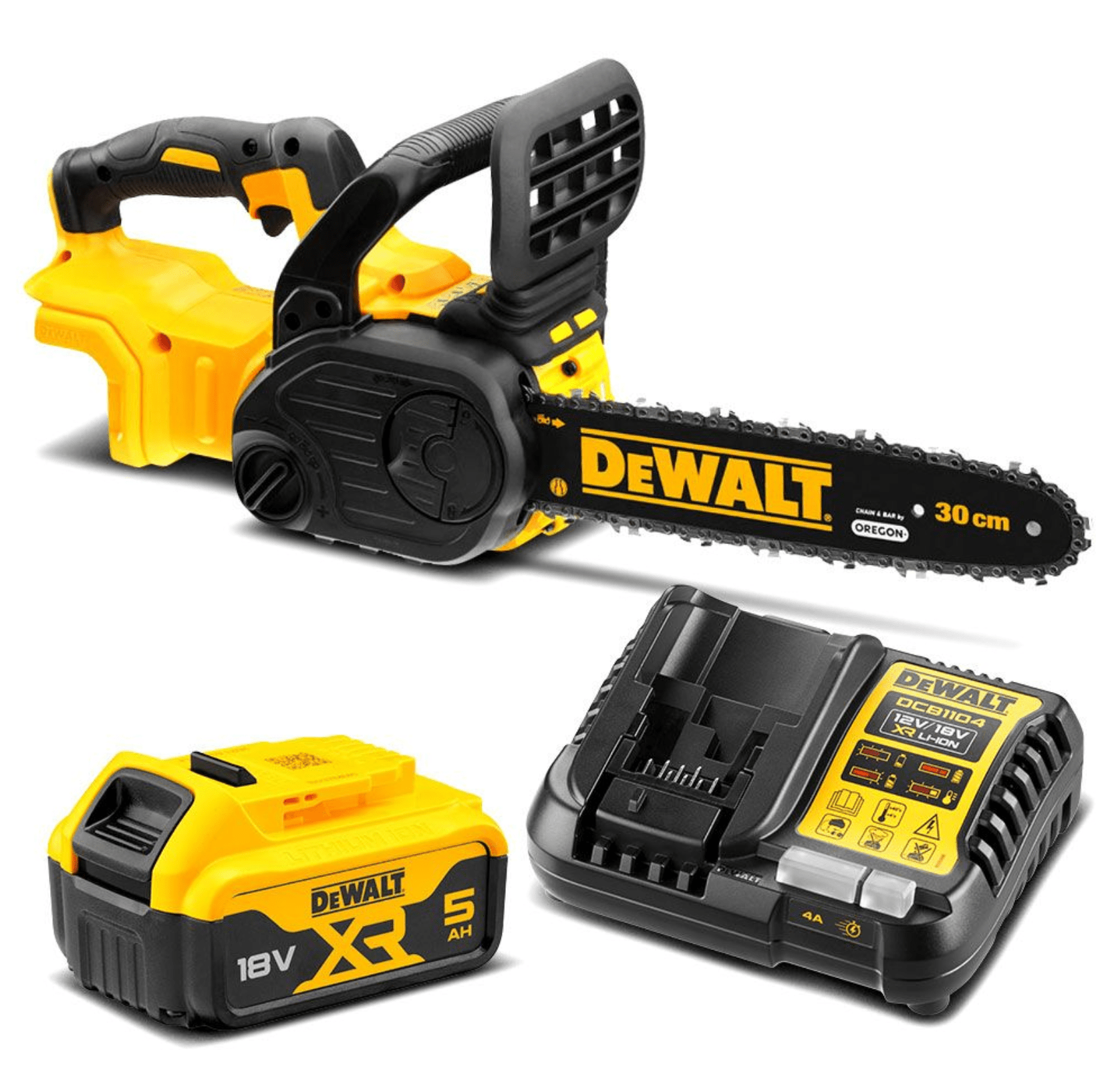 DeWalt DCM565P1 XE 18V 5.0Ah Li-Ion XR Cordless Brushless Compact 12-Inch Chainsaw Combo Kit - Perfect for Tree Trimming, Yard Cleanup & DIY Wood Cutting Projects