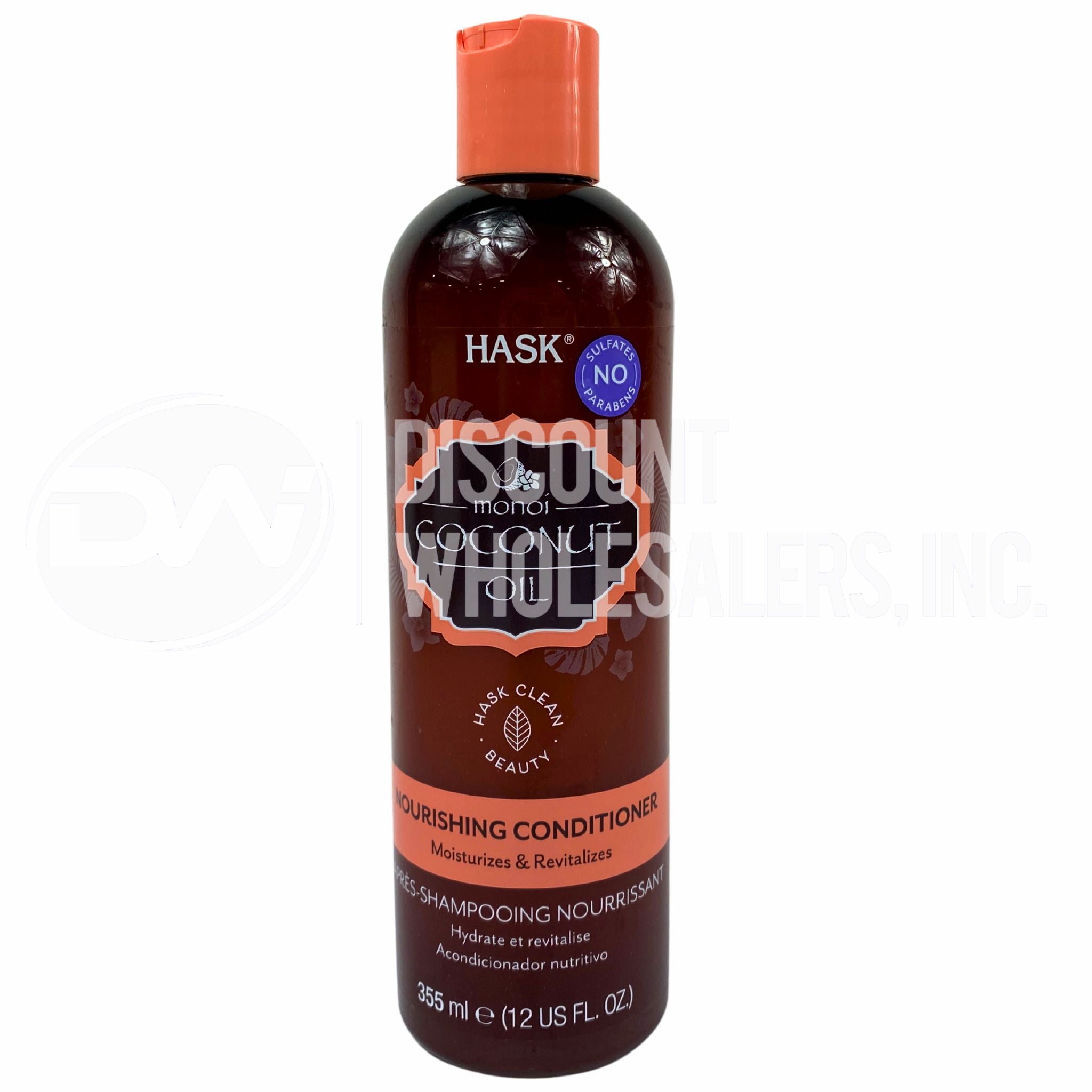 HASK Monoi Coconut Oil Nourishing Conditioner for Dry Damaged Hair - Deep Moisturizing & Revitalizing Treatment - 12 Oz (Pack of 50) - Perfect for Salons, Spas & Home Hair Care Routines