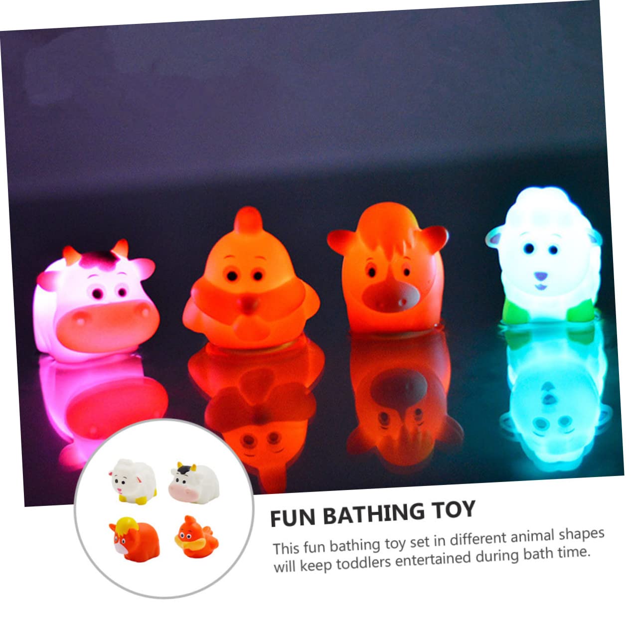 VICASKY 8-Piece Bath Toys Set - Cute Water Animal & Little Critters Bathtub Toys with Flashing Lights - Safe Vinyl Bath Time Fun for Toddlers & Kids (Perfect for Sensory Play & Baby Shower Gifts)