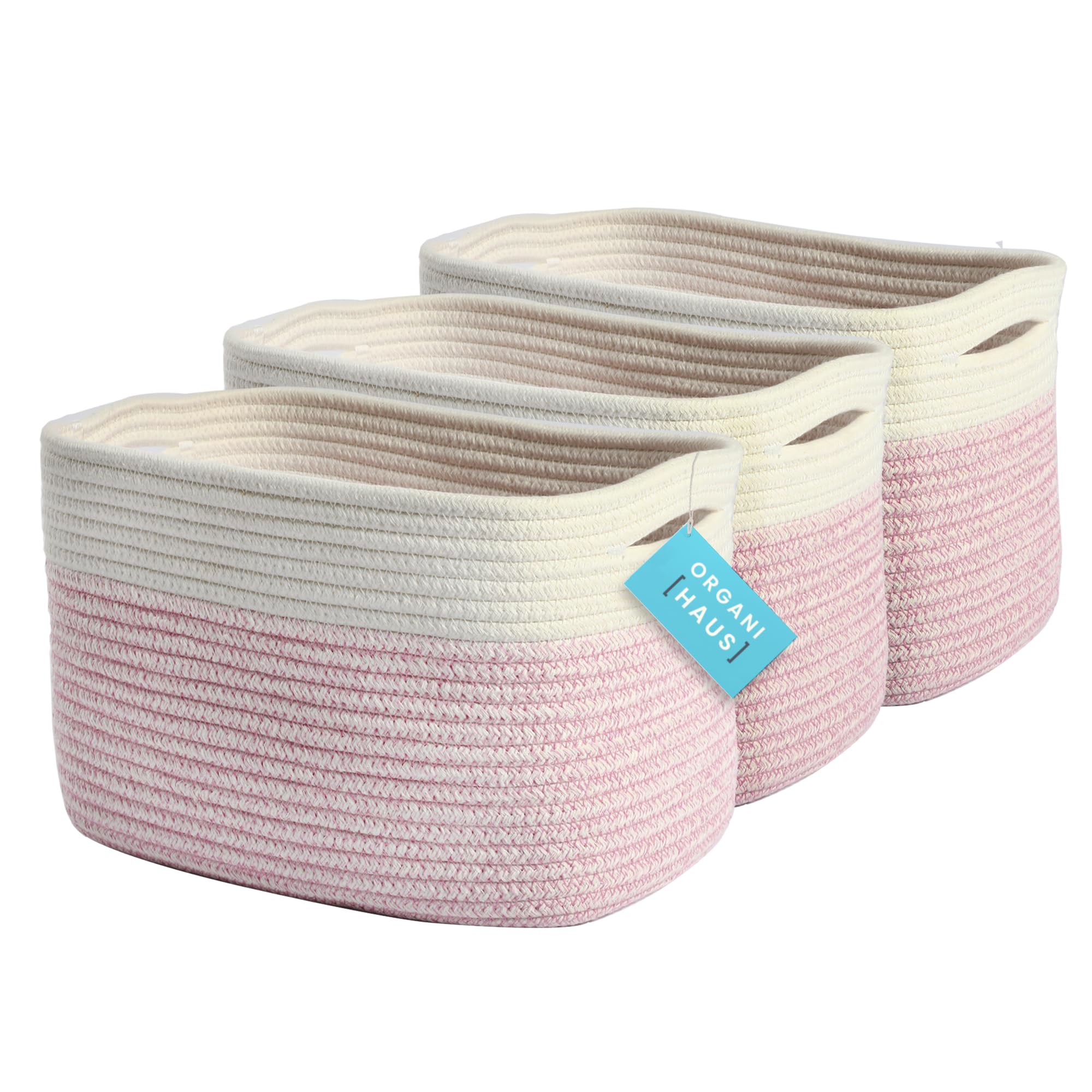 3-Piece Nursery & Shelf Storage Baskets Set - Pink for Baby & Home Organization