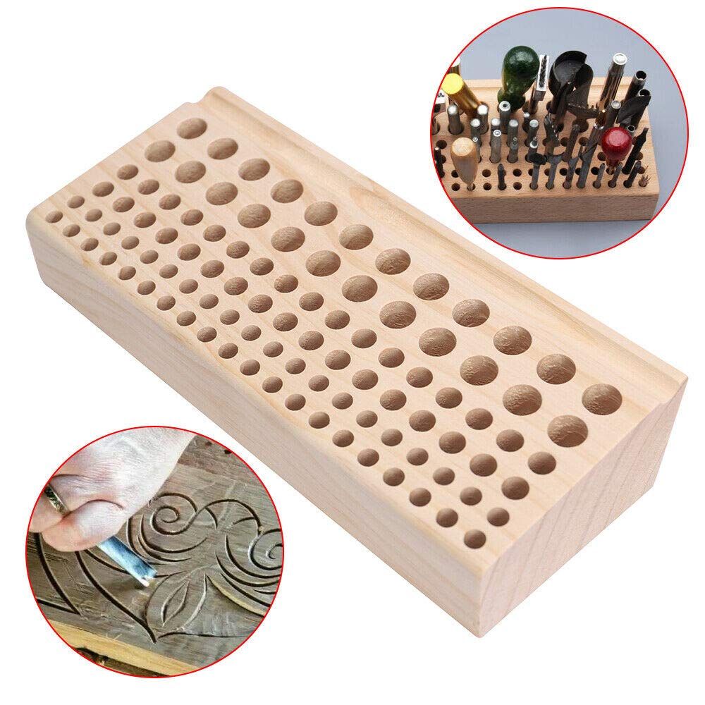 Fetcoi 98 Holes Leather Craft Tool Holder - Professional Wooden Leather Tool Organizer Storage Box for Leatherworking, DIY Crafting & Repair | Perfect for Workshops, Studios & Home Leather Craft Projects