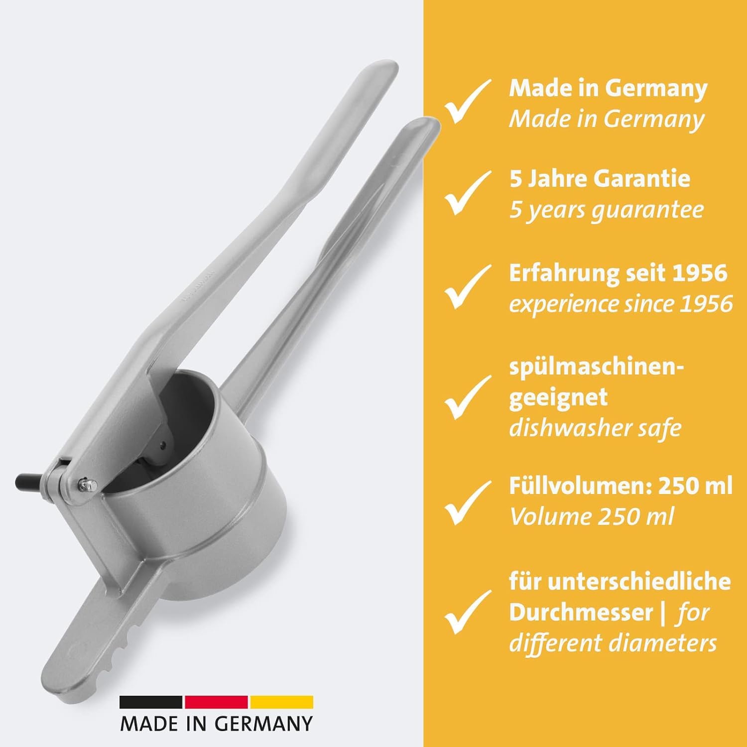 Westmark Spaetzle Maker - Classic Round Noodle Press for German Dumplings | Perfect for Homemade Spaetzle, Knöpfle & Egg Noodles | Great for Traditional German Cooking & European Cuisine