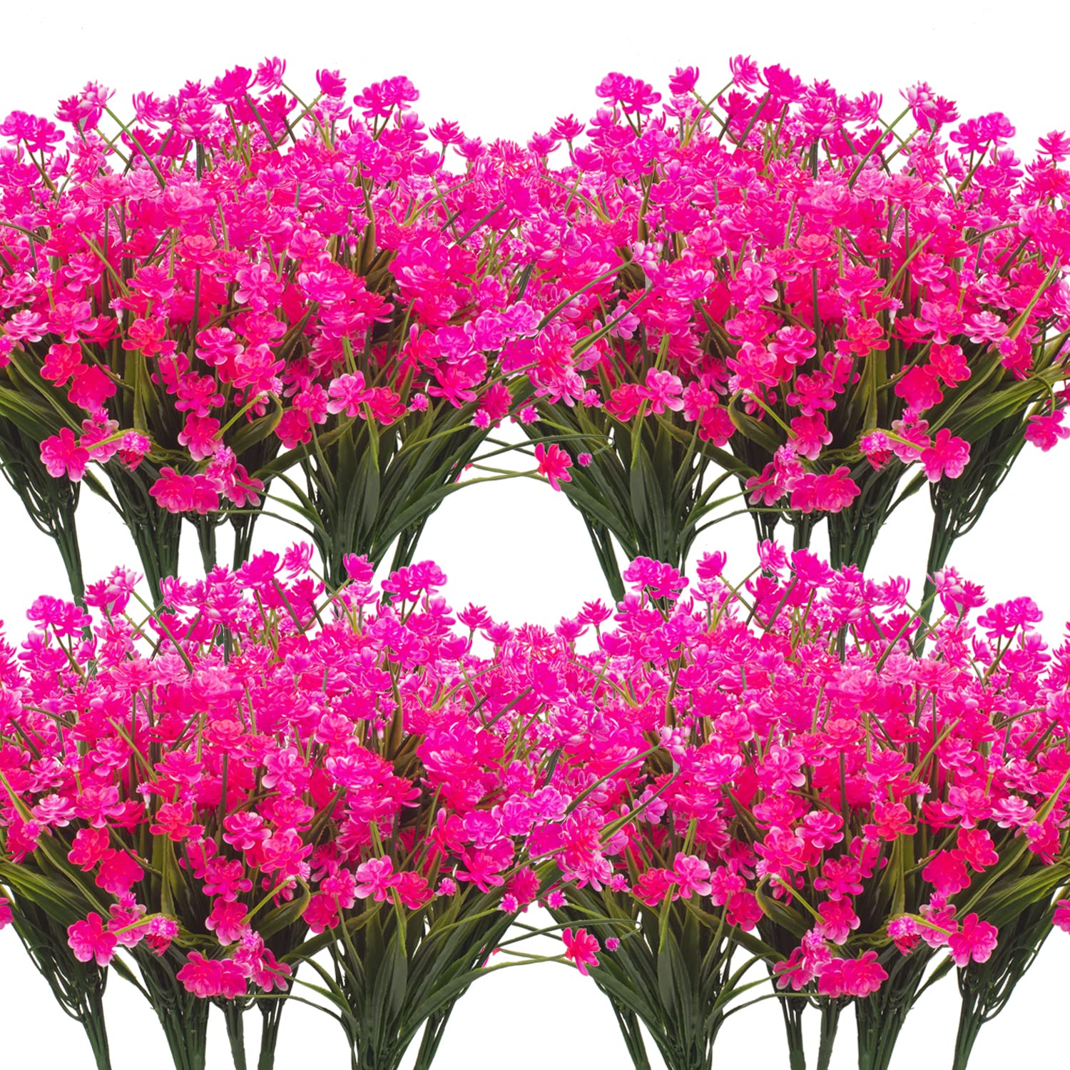 20 Pack UV Resistant Artificial Flowers - Outdoor Fake Plastic Plants for Garden, Porch & Window Box Decorations (Pink) | Perfect for Home, Wedding & Party Decoration