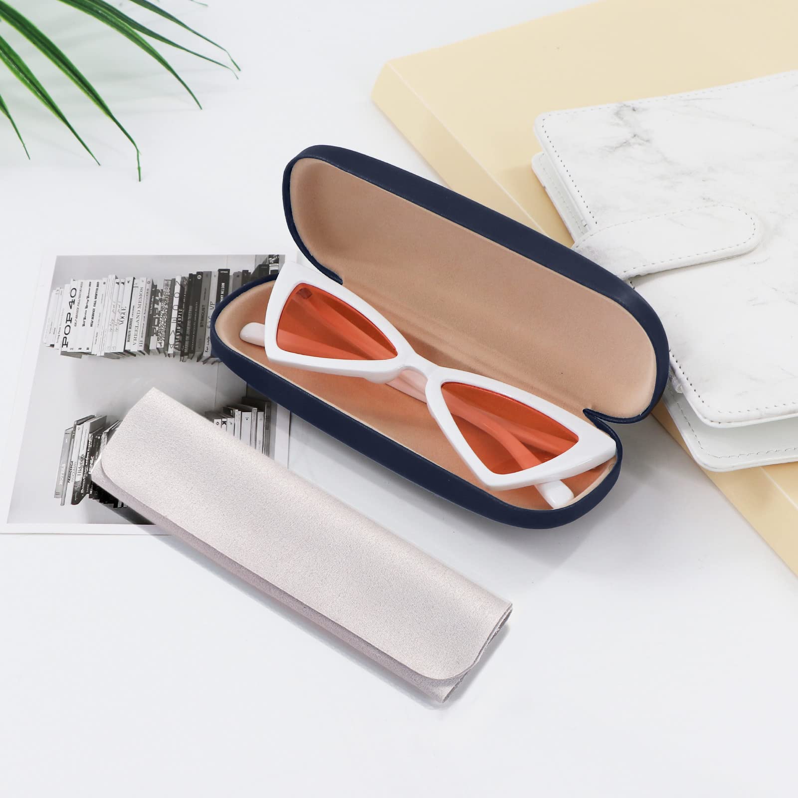 Premium Hard Shell PU Leather Eyeglass Case for Glasses & Sunglasses - Durable Protective Storage for Travel, Home, and Office Use