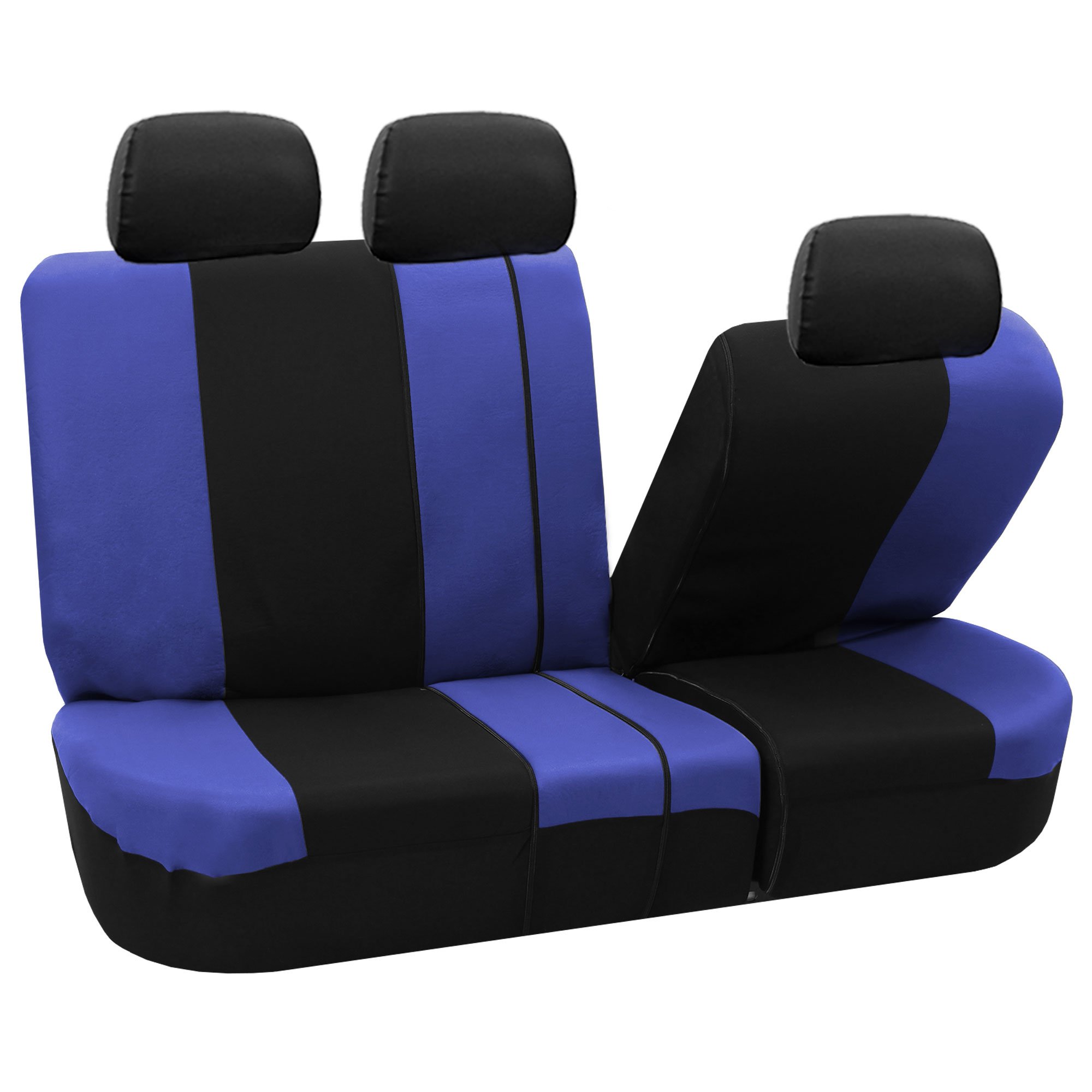 FH Group FB072115 Universal Full Set Auto Seat Covers - Road Master Fabric, Blue/Black (Split Ready) - Perfect Fit for Cars, Trucks & SUVs | Durable Protection for Daily Commute & Road Trips