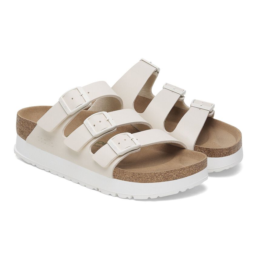 Birkenstock Florida Platform Vegan Sandals in Eggshell - Comfortable & Stylish for Women | Perfect for Casual Wear, Beach Outings & Summer Fashion