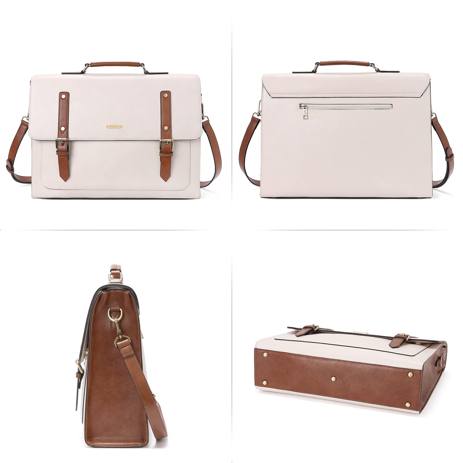 CLUCI Genuine Leather Briefcase for Women - 15.6 Inch Laptop Bag Professional Business Tote Work Handbag - Perfect for Office, Meetings & Business Travel