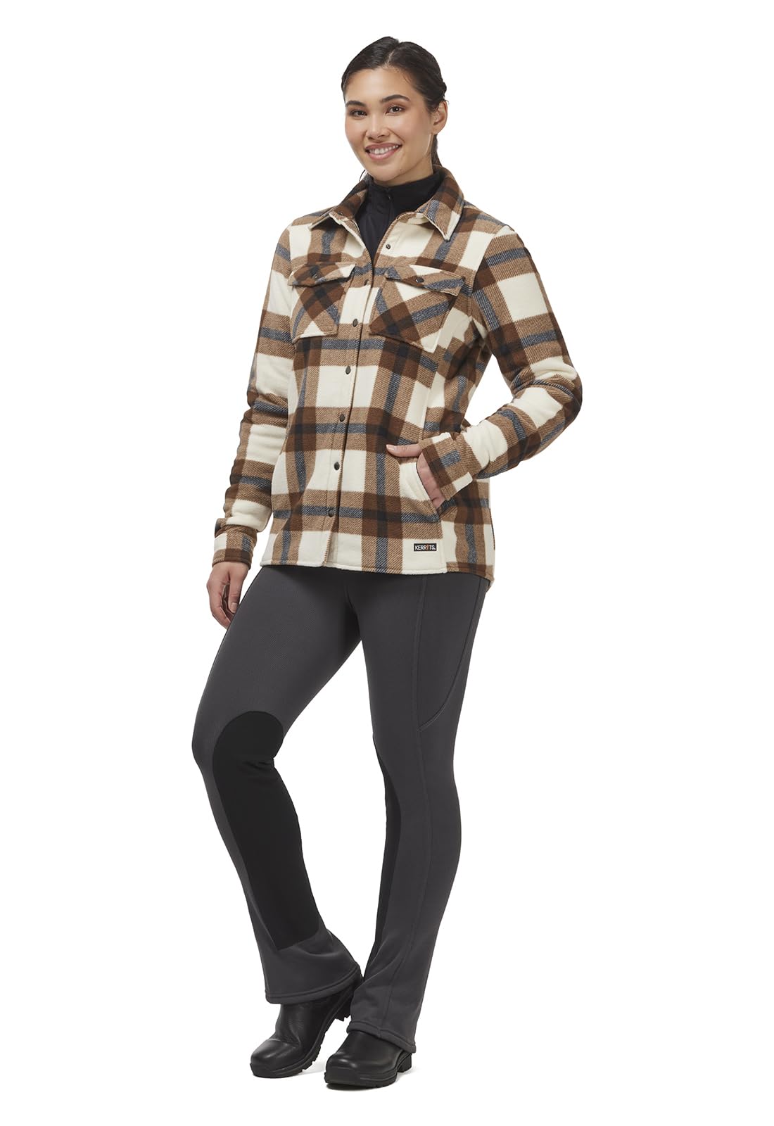 Kerrits Women's Sit Tight Wind Pro Bootcut Winter Equestrian Riding Tights - Tall Size, Warm Polartec Fabric with Phone Pocket - Perfect for Cold Weather Horseback Riding & Stable Work