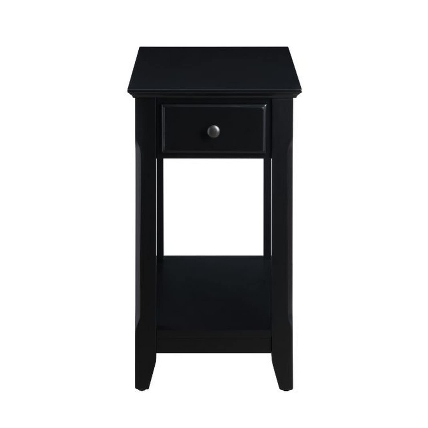 Benjara Black Accent Table with 1 Drawer & Bottom Shelf - Stylish Side Table for Living Room, Bedroom or Office Decor