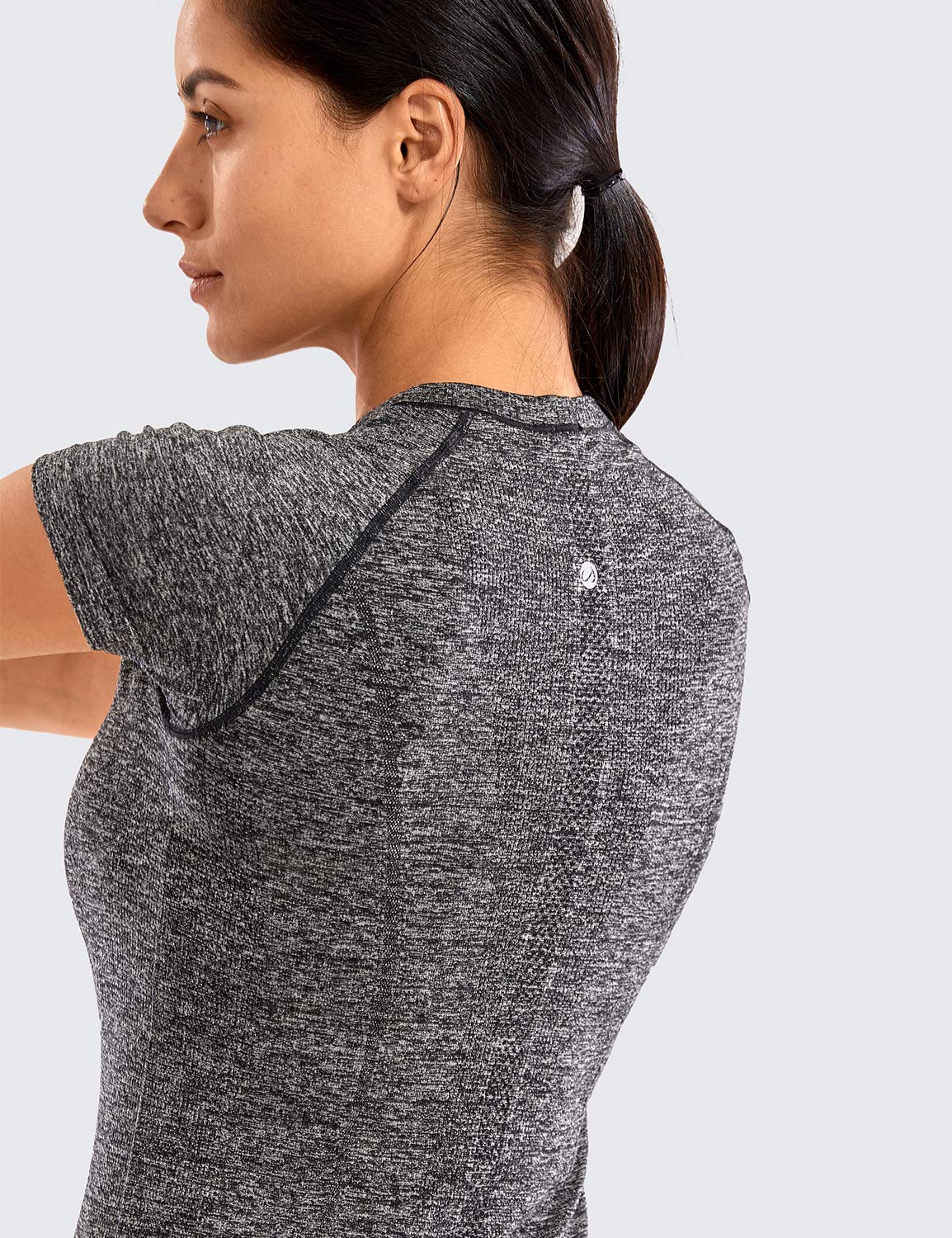 CRZ YOGA Women's Seamless Workout Shirts - Short Sleeve Athletic Tops for Gym, Running & Yoga - Moisture Wicking & Breathable Quick Dry Sport Tees for Active Lifestyles