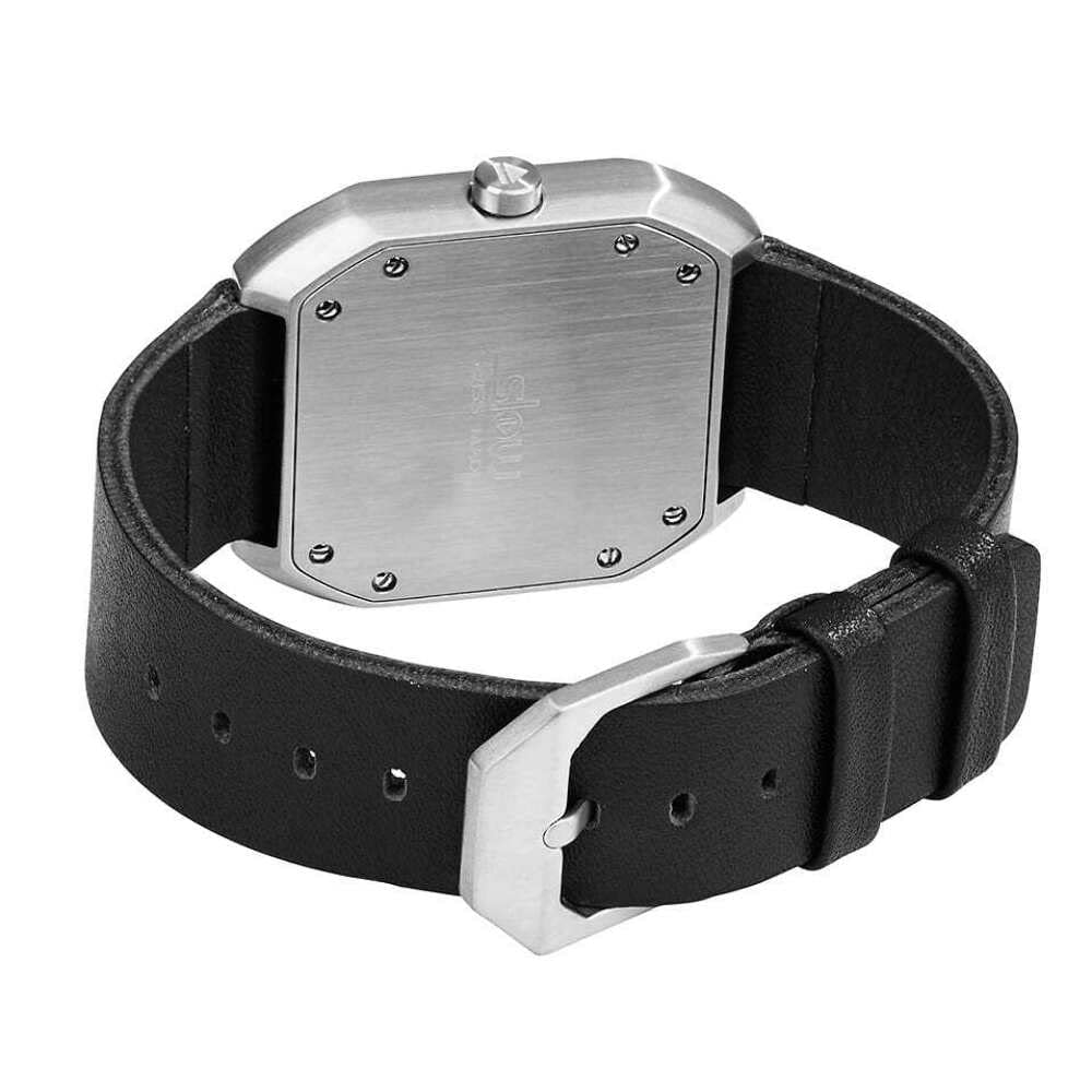 Mo 06 - Black Leather Silver Case Unisex Quartz Watch with Analog Display | Water Resistant | Perfect for Business, Casual & Everyday Wear