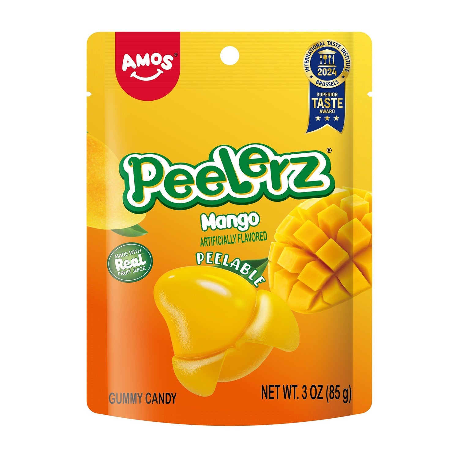 Amos Peelerz Peelable Gummy Mango Candy - 6oz Resealable Bag - Sweet Tropical Snack for Kids, Parties & On-the-Go Treats