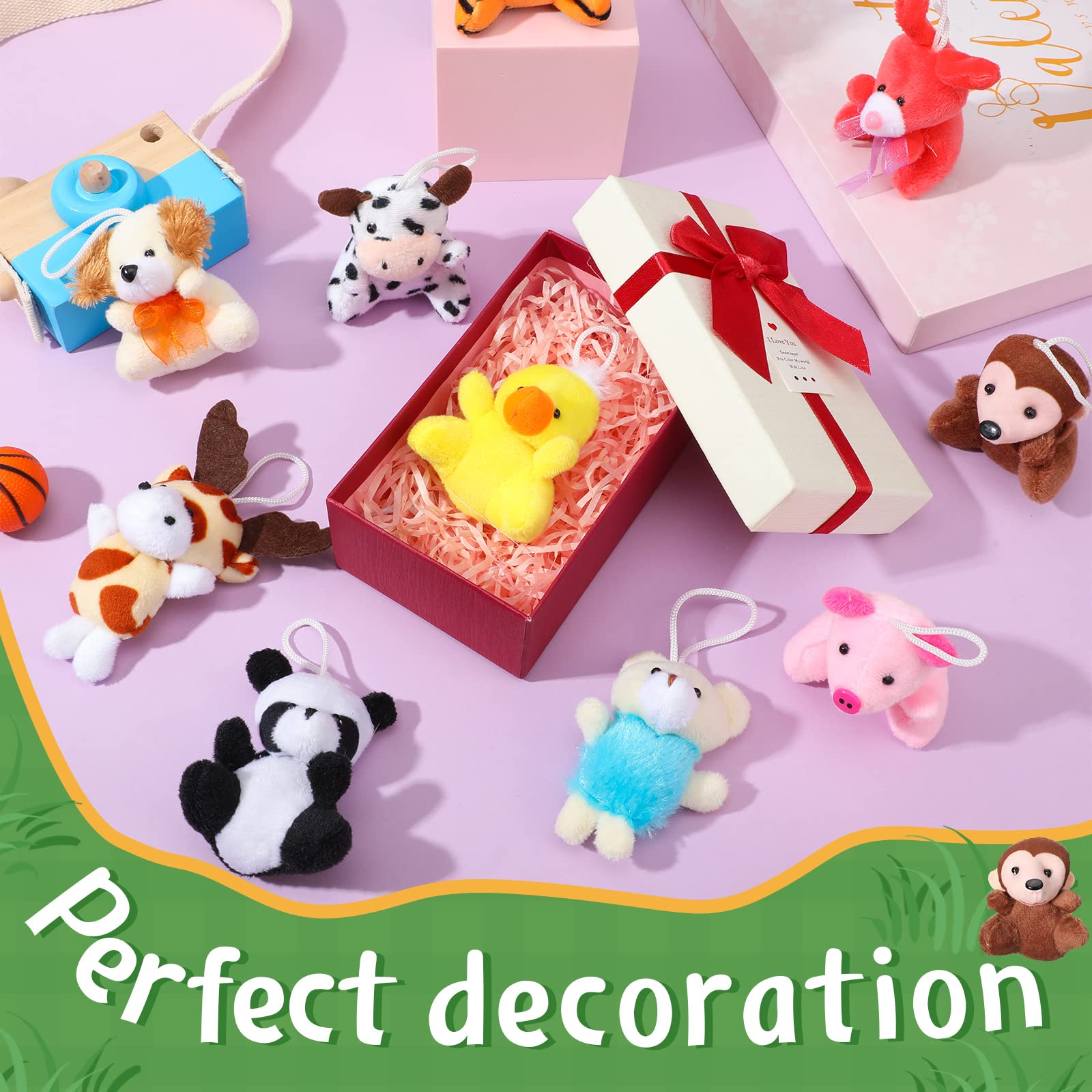 150 Pcs Mini Stuffed Animal Toys Bulk - 2.4 Inch Small Plush Keychain Assortment Set for Kids Party Favors, Goodie Bag Fillers, Carnival Prizes - Perfect for Birthday Parties, Classroom Rewards & Baby Shower Gifts