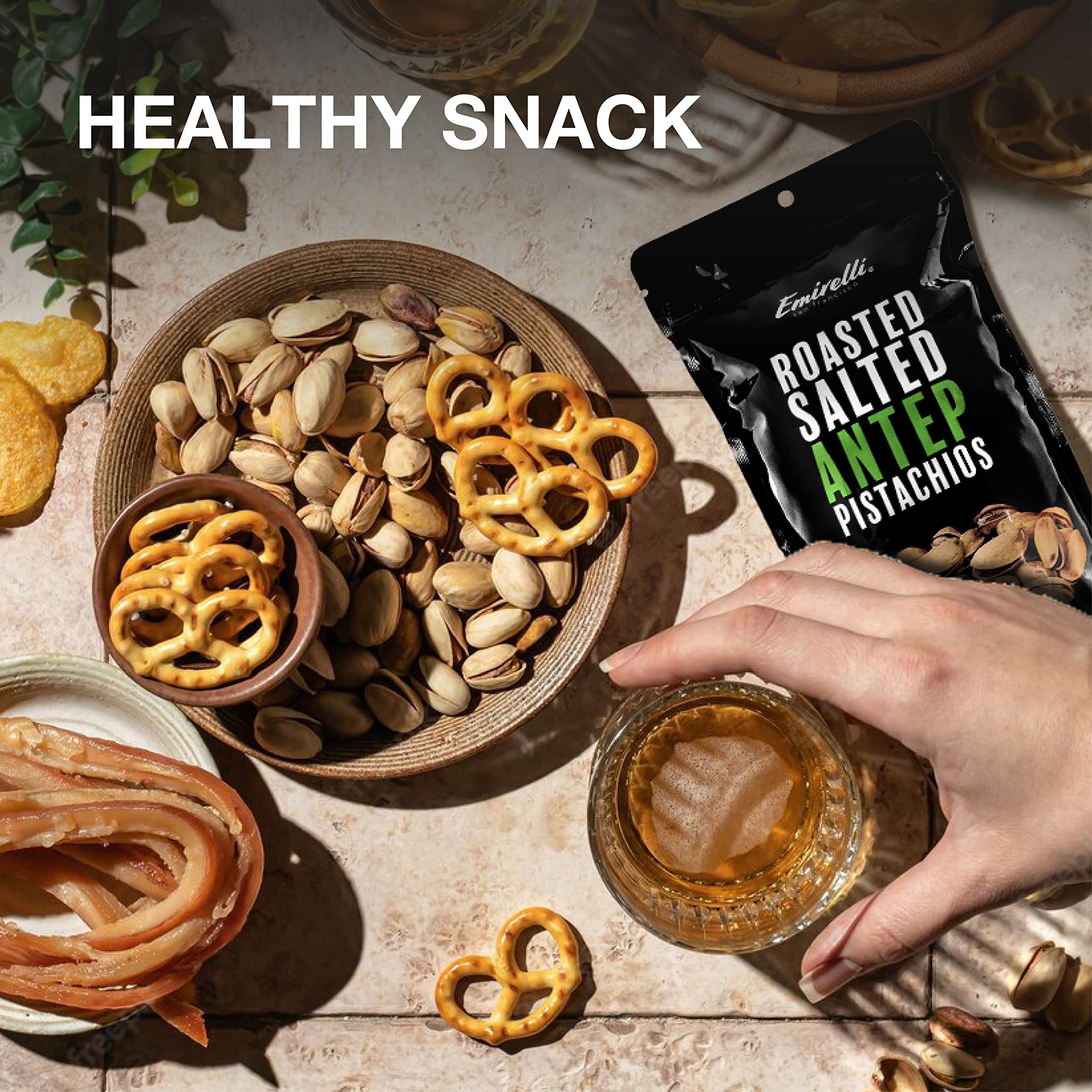 Premium Turkish Antep Pistachios in Shell - Roasted & Salted, Non-GMO, Gluten-Free, Vegan Healthy Snacks - Resealable Bag for Freshness (Pack of 6) - Perfect for Parties, Gifts & On-the-Go Snacking