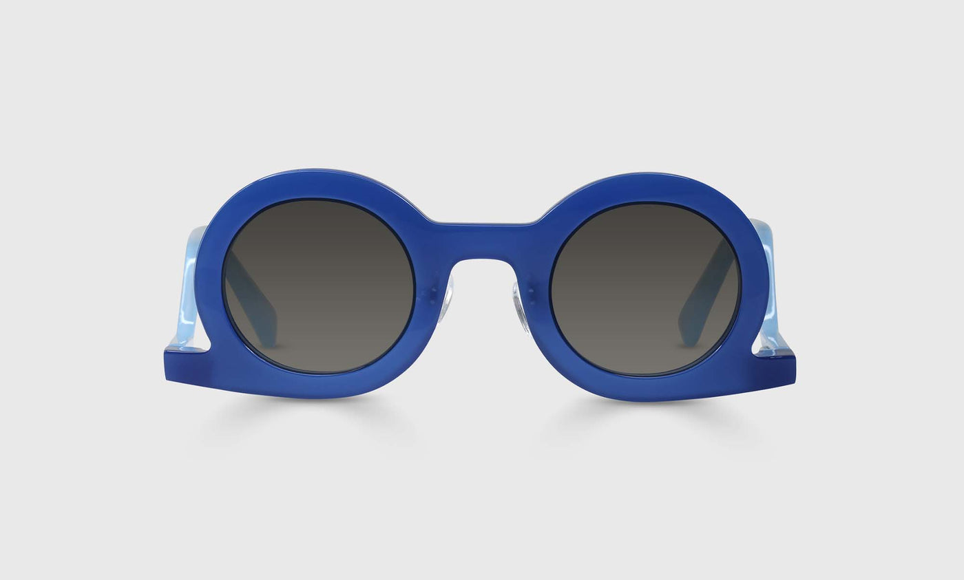 Temple Tantrum Color 10 - Cobalt Blue Front & Milky Blue Temples Sunglasses for Men & Women | UV Protection, Fashion Eyewear for Outdoor Activities, Beach, Driving & Daily Wear
