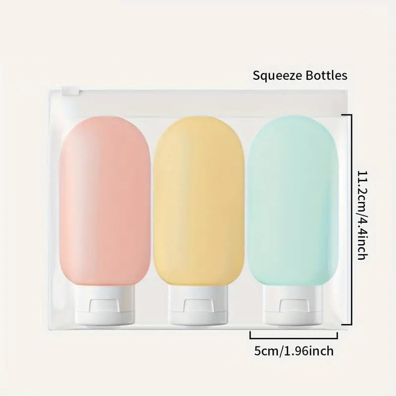 WISHER IDOL 3-Piece 100ml Travel Size Bottles for Toiletries - Leak Proof Refillable Travel Containers for Shampoo, Conditioner & Lotion - Perfect Toiletry Kit for Women's Travel, Gym & Vacation Essentials