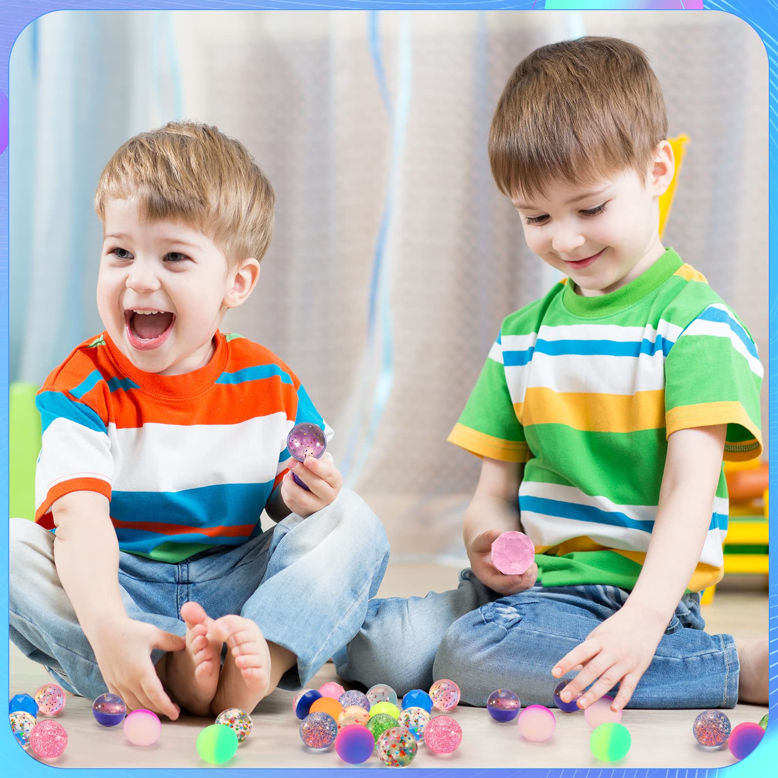 20-Piece Assorted Bouncy Balls Set - 32mm Rubber Balls for Kids Party Favors, Easter Goodie Bags, Birthday Prizes & Classroom Rewards - Fun Bouncing Toys for Outdoor Games, Carnival Prizes & Sensory Play