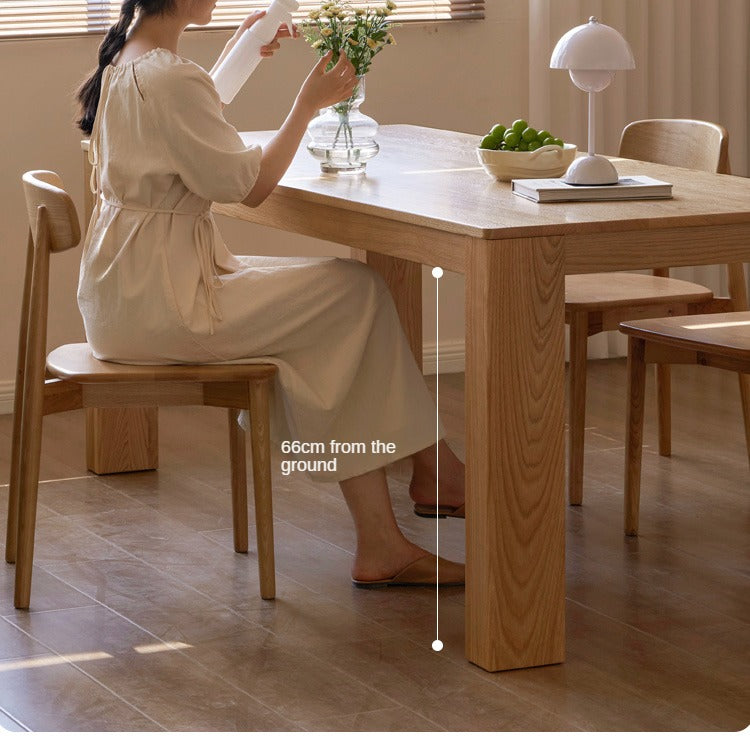 Solid Oak Wood Long Dining Table - 8 Seater Rustic Farmhouse Style for Kitchen & Dining Room - Perfect for Family Gatherings & Dinner Parties