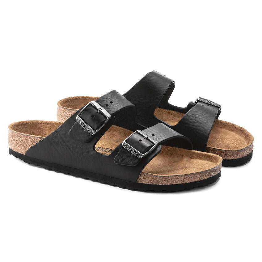 Birkenstock Men's Arizona Grip Leather Sandals - Vintage Wood Black | Comfortable & Durable Footwear for Walking, Travel & Casual Wear