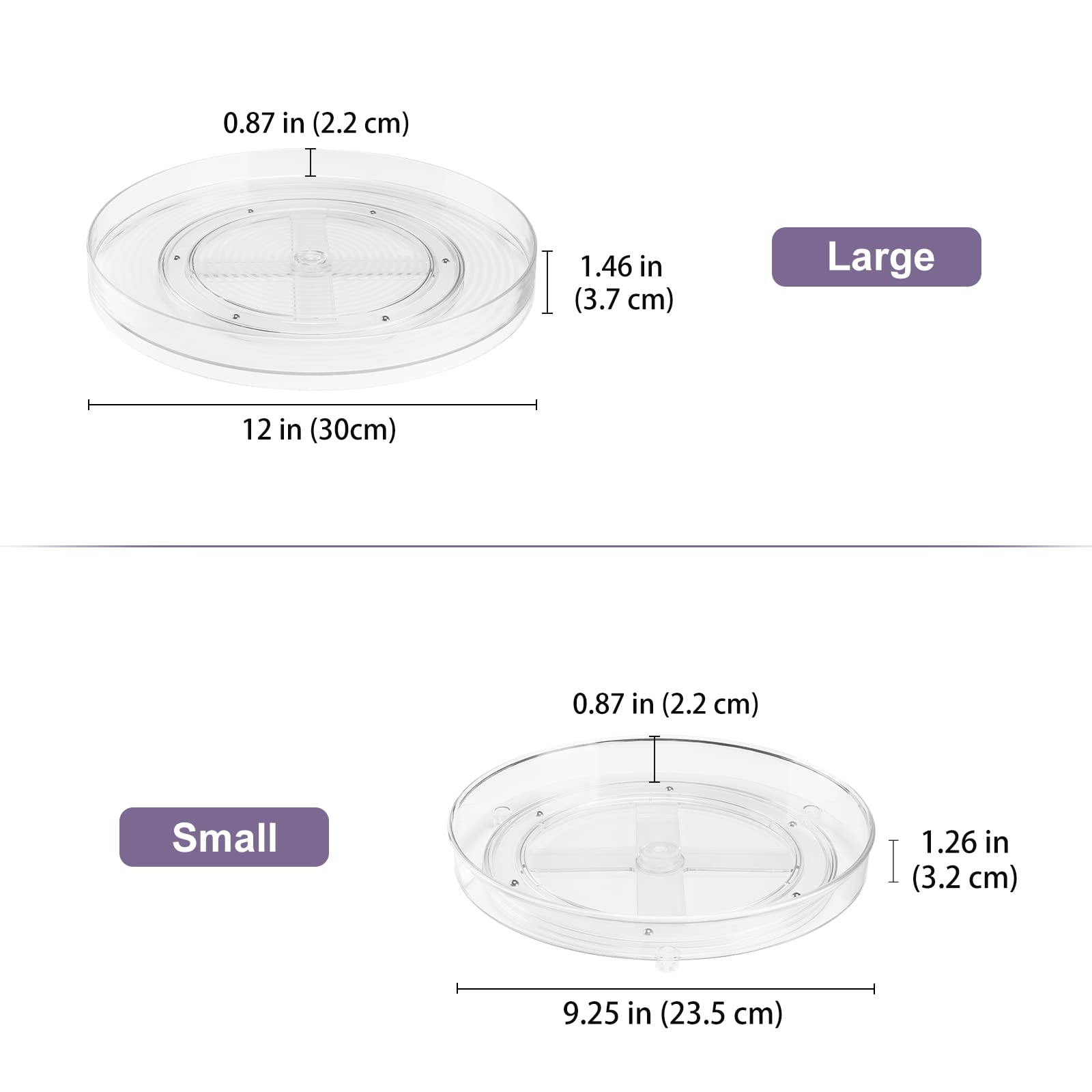 Puricon 2 Pack Clear Lazy Susan Turntable Organizer (12