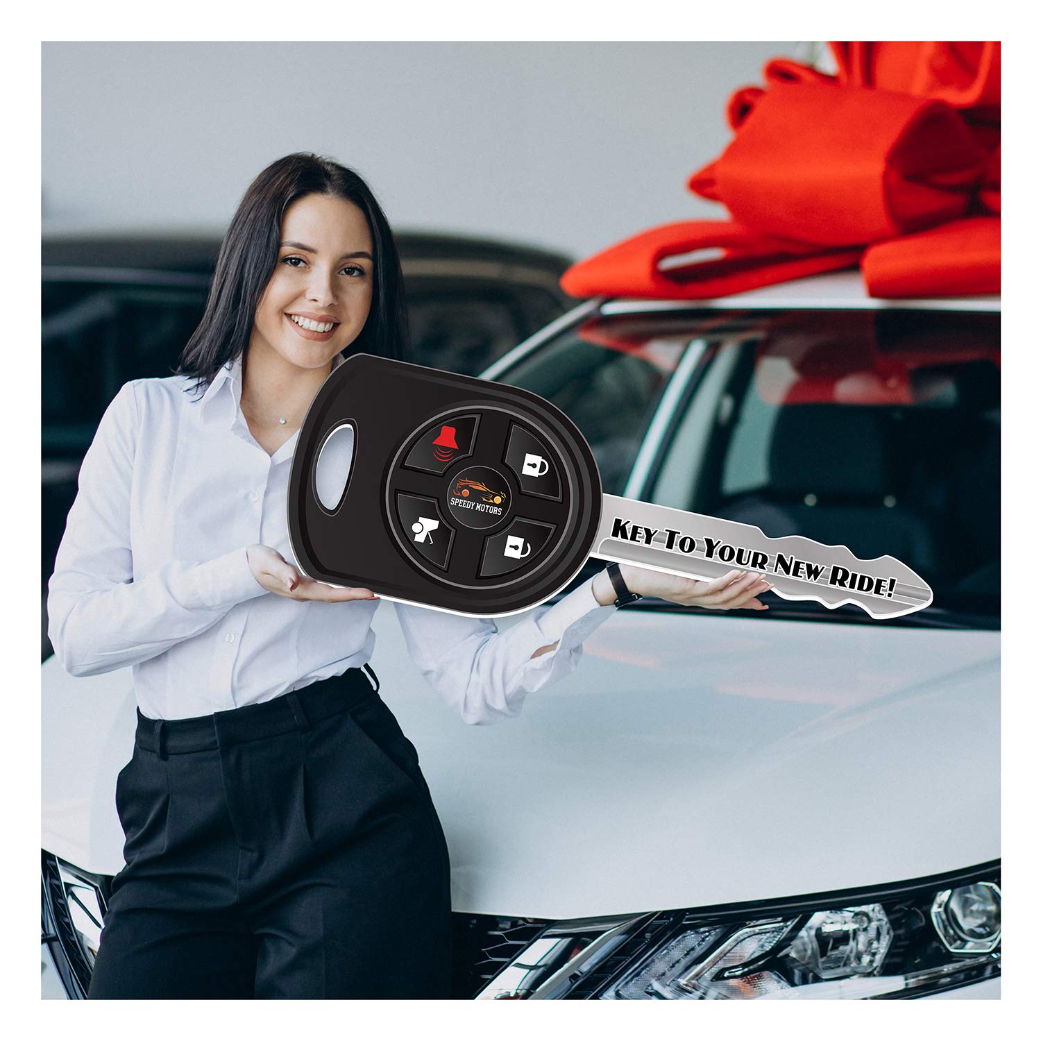 **Oversized Car Key Prop - 45x16 Inch Giant Car Key for Dealership Photo Booths, Custom Marketing & Promotional Events - Perfect for Auto Shows, Grand Openings & Social Media Campaigns**