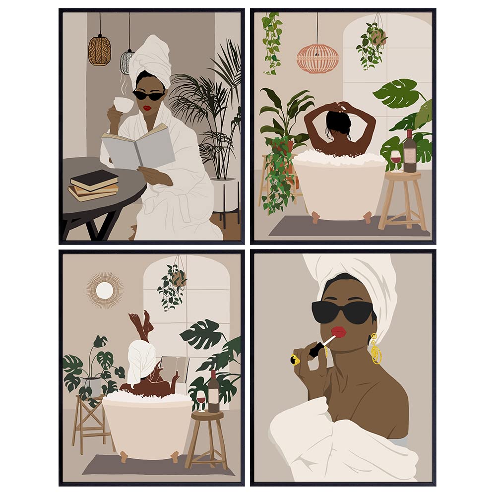 Black Art Wall Decor - African American Bathroom Sign - Afro Wall Art for Women - Minimalist Black Culture Home Decor - Perfect for Guest Bathrooms, Powder Rooms & Restrooms