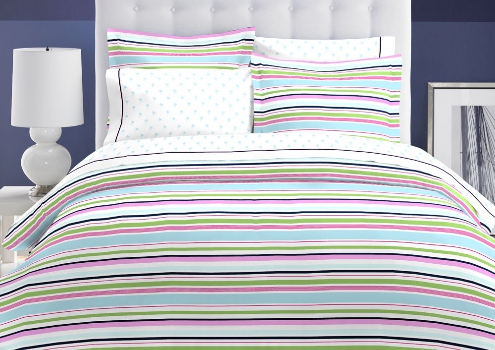 Tommy Hilfiger Meadow Beach Collection Duvet Set - Twin Size, Coastal Floral Design - Soft & Breathable Bedding for Beach House, Guest Room or Dorm Decor